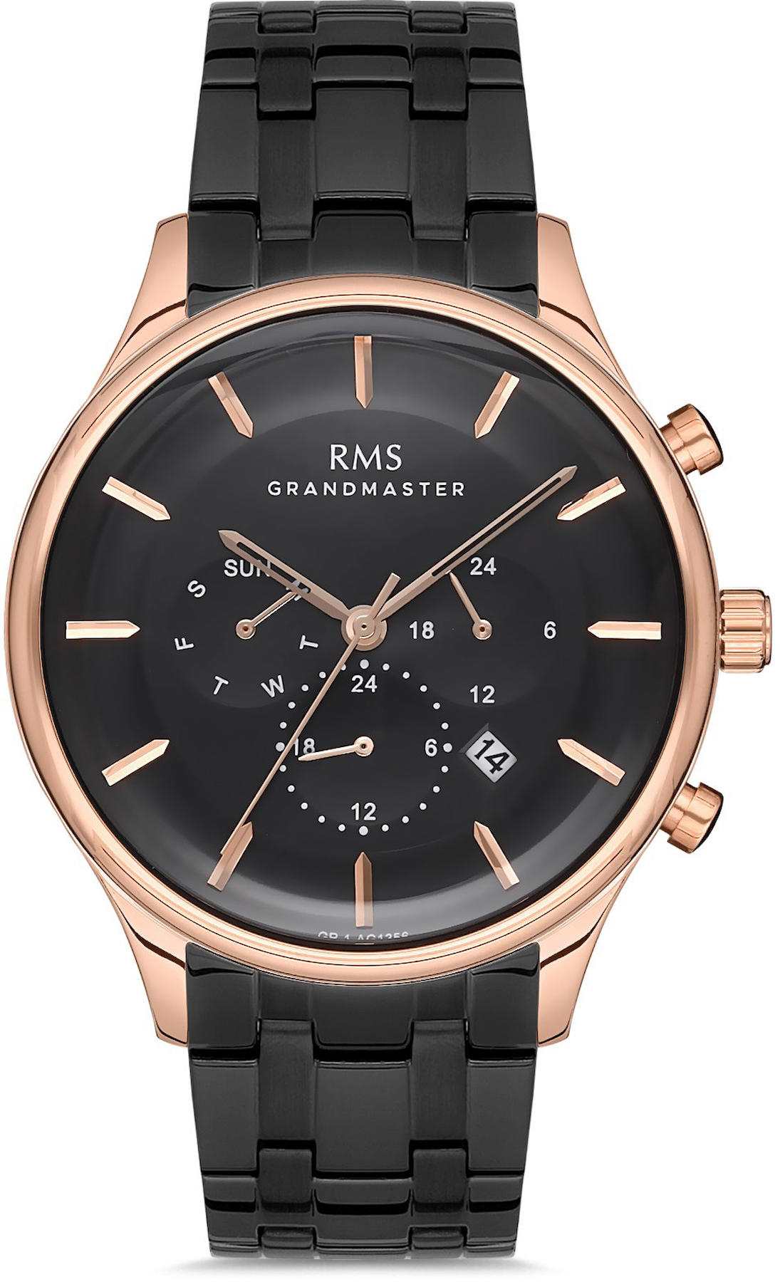 Romanson GR.1.AG1365.09 Takvimli 43 mm Siyah Çelik Kordon Analog Kol Saati