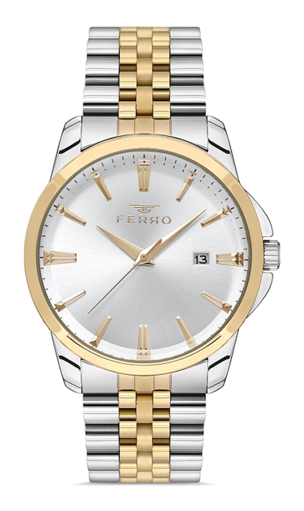 Ferro FM40108A-D Takvimli 44 mm Altın-Metal Kordon Analog Erkek Kol Saati
