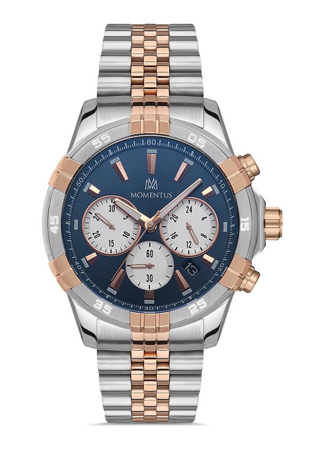 Momentus SM367T-07SR Takvimli 44 mm Bakır-Çelik Kordon Analog Erkek Kol Saati