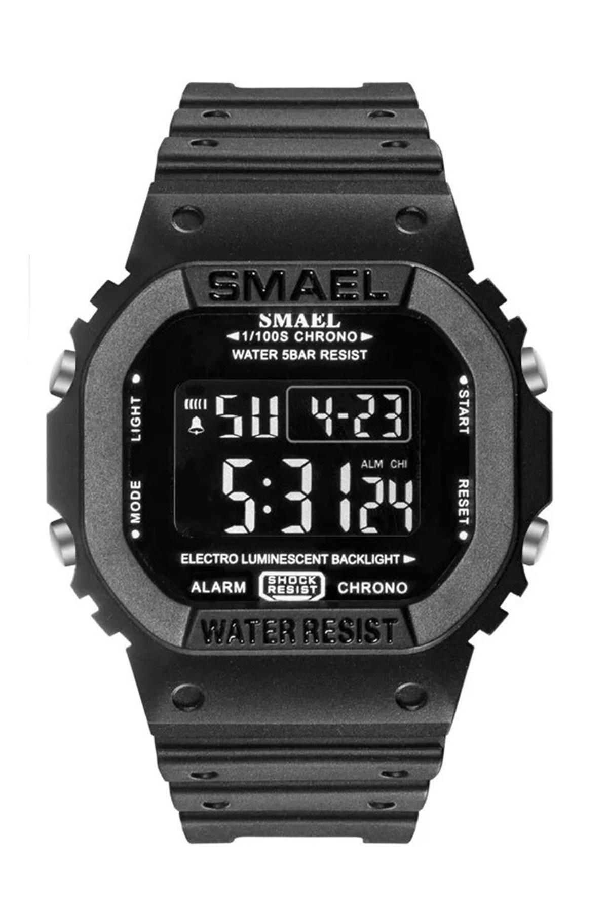 Smael SL1801 Takvimli 42 mm Siyah Silikon Kordon Dijital Erkek Kol Saati