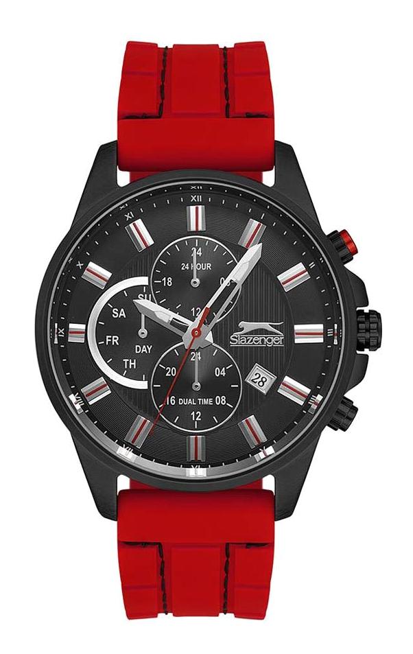 Slazenger SL.09.1960.2.04 Takvimli 44 mm Kırmızı Silikon Kordon Analog Kol Saati