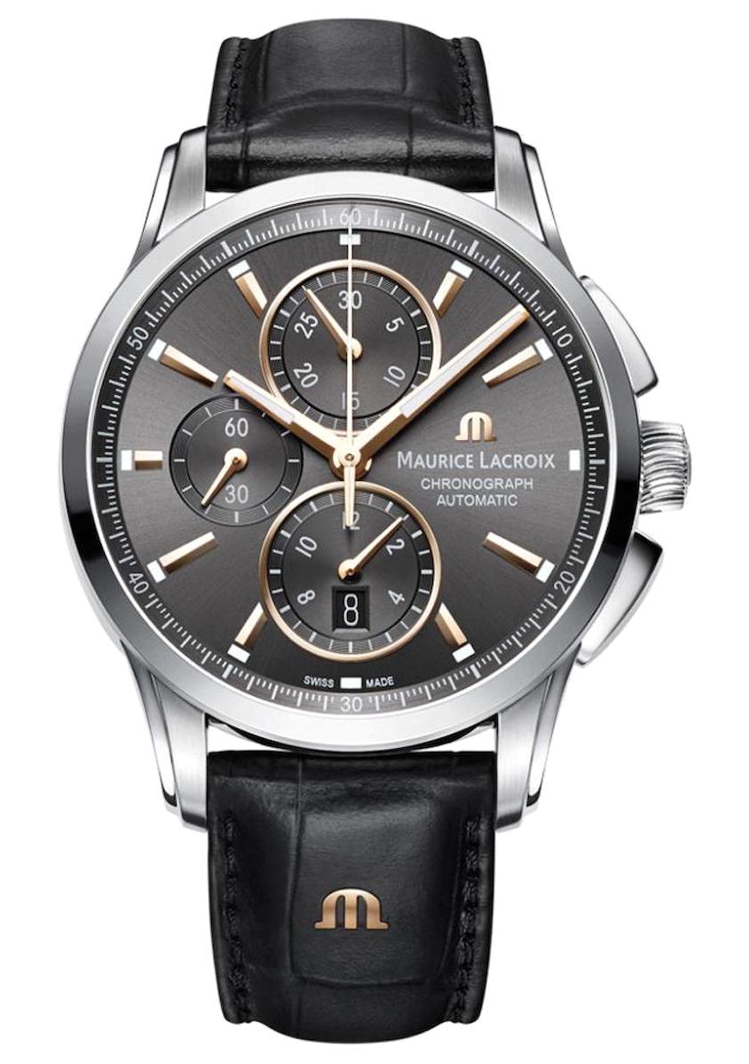Maurice Lacroix ML-PT6388SS001331-1 Takvimli 43 mm Siyah Çelik Kordon Analog Erkek Kol Saati