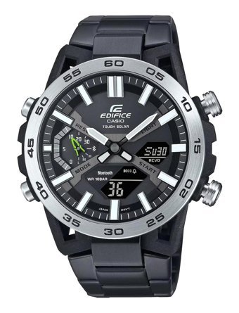 Casio ECB-2000DD-1ADF Takvimli 51 mm Siyah Çelik Kordon Analog Kol Saati