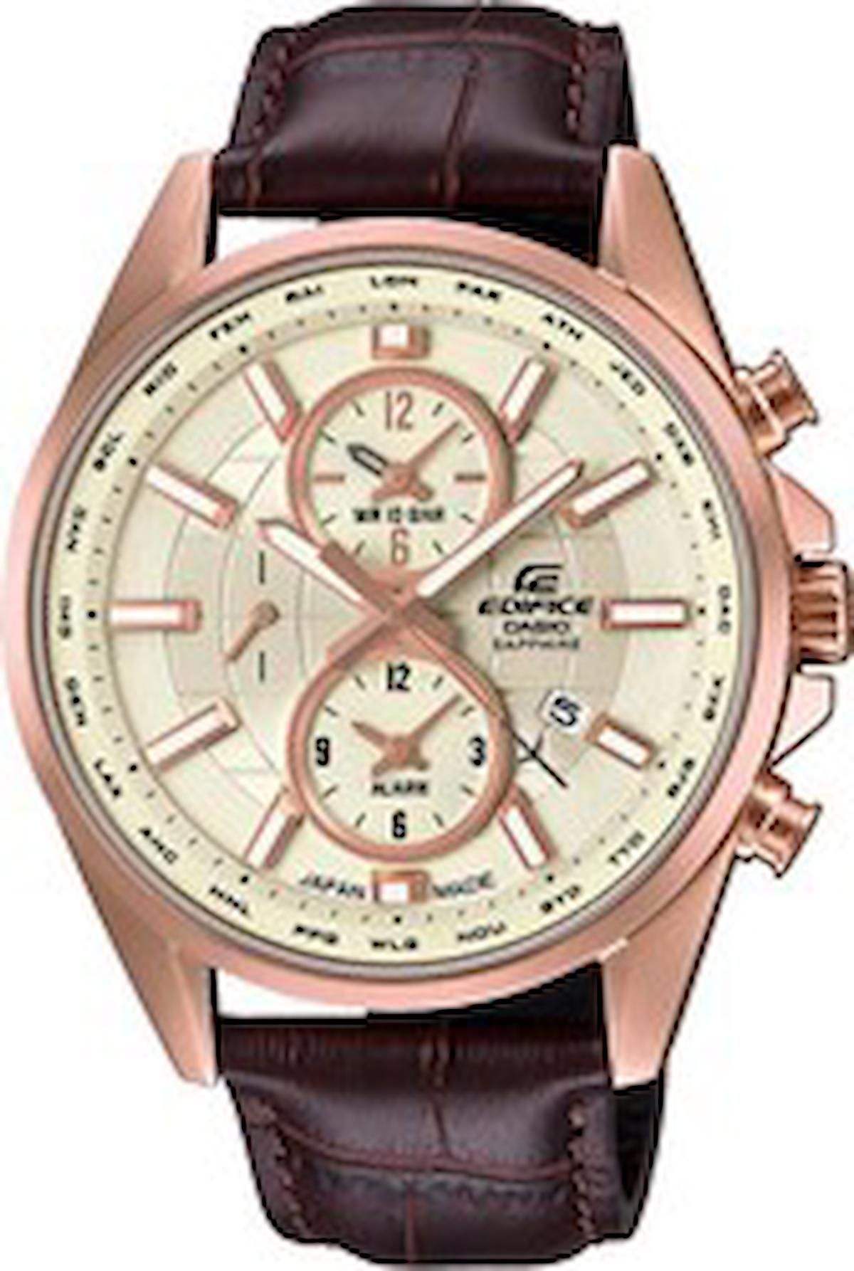 Casio EFB-302JGL-7ADR Takvimli 43.8 mm Kahverengi Deri Kordon Analog Erkek Kol Saati