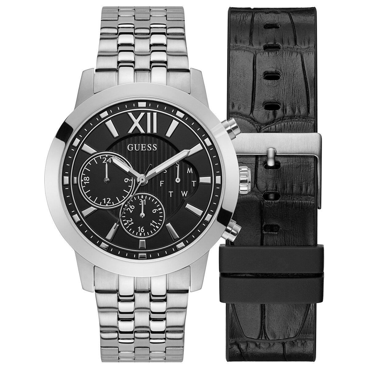 Guess GUGW0296G2 Pusulalı Takvimli Gri-Siyah Çelik Kordon Analog Erkek Kol Saati