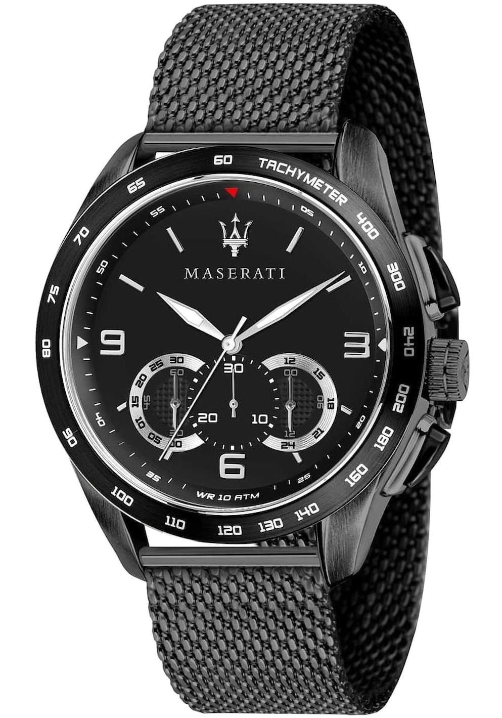 Maserati R8873612031 Takvimli 45 mm Siyah Hasır Kordon Analog Erkek Kol Saati