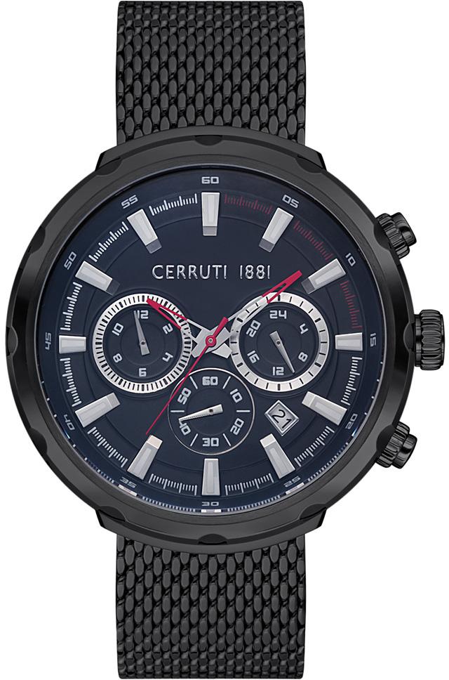 Cerruti 1881 CRA31004 Takvimli Siyah Çelik Kordon Analog Kol Saati