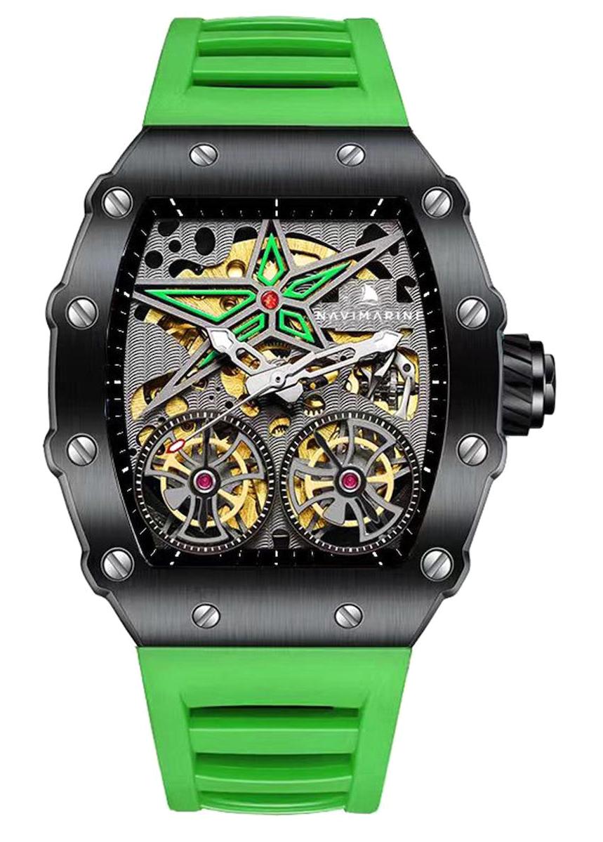 Navimarine AZSE007 Takvimli 40 mm Yeşil Silikon Kordon Analog Kol Saati
