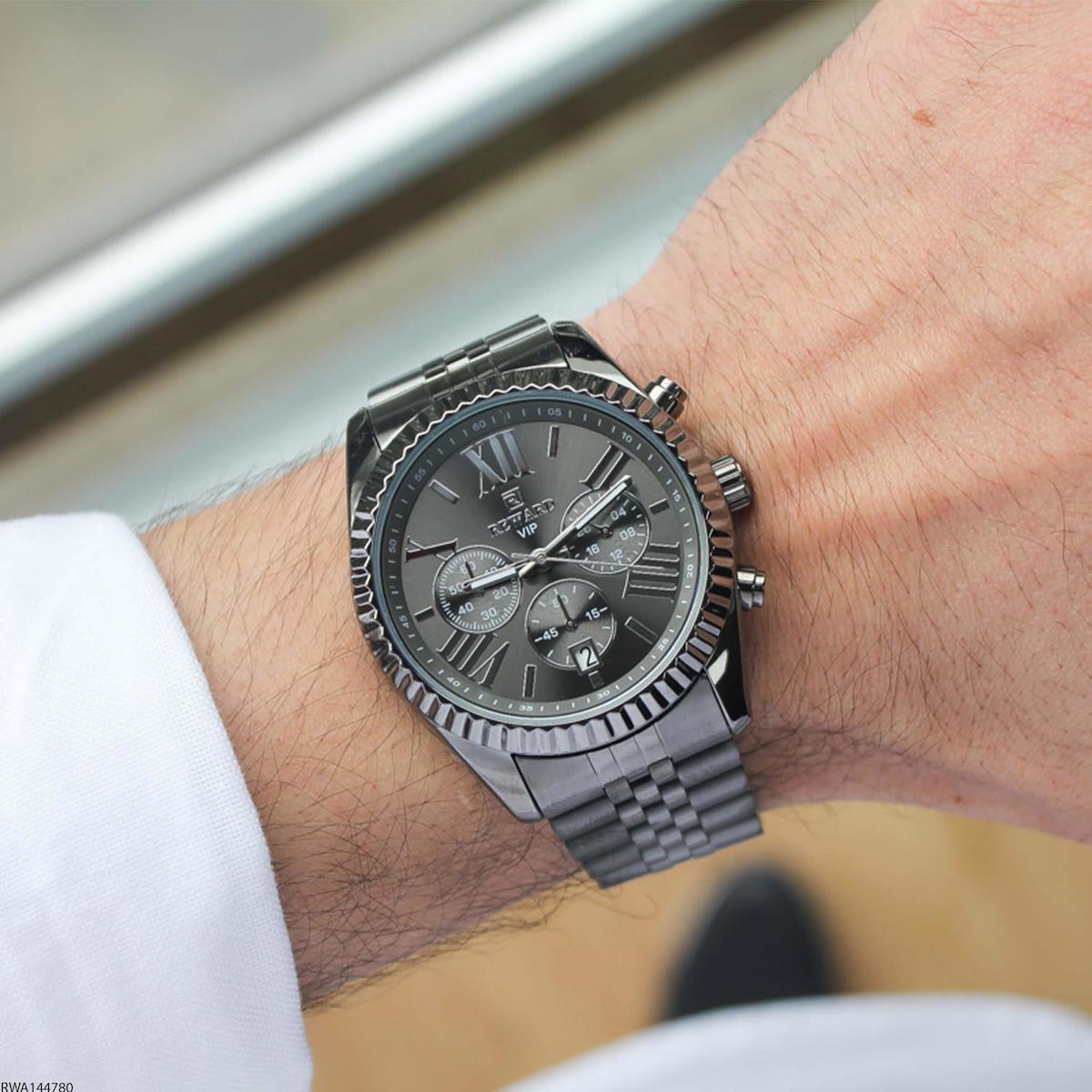 Reward RWA144780 Takvimli 43 mm Füme Çelik Kordon Analog Erkek Kol Saati