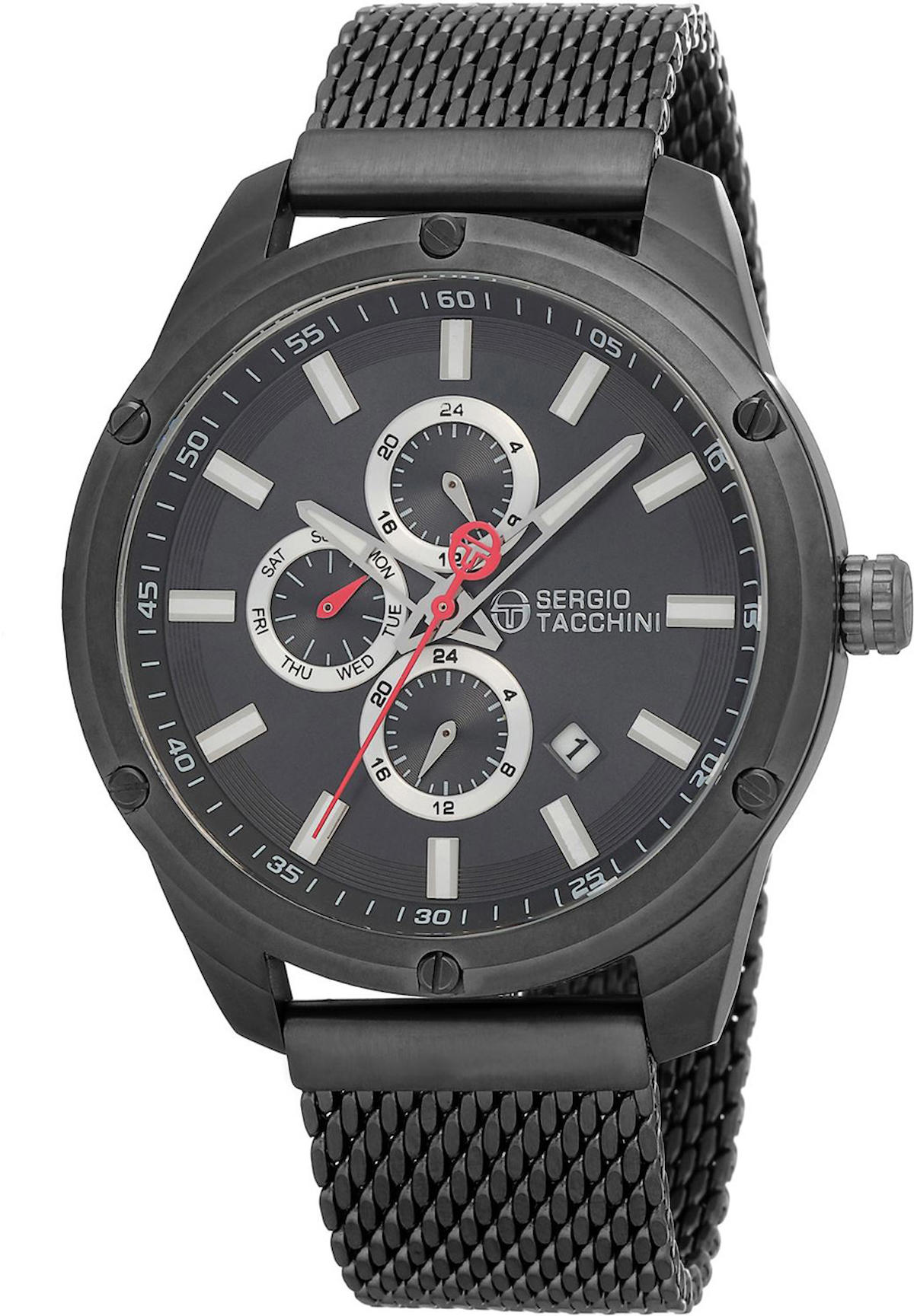 Sergio Tacchini ST.1.10039.3 Takvimli 45 mm Siyah Çelik Kordon Analog Kol Saati