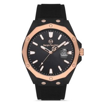 Sergio Tacchini ST.1.10197.2 Takvimli Siyah Silikon Kordon Analog Erkek Kol Saati