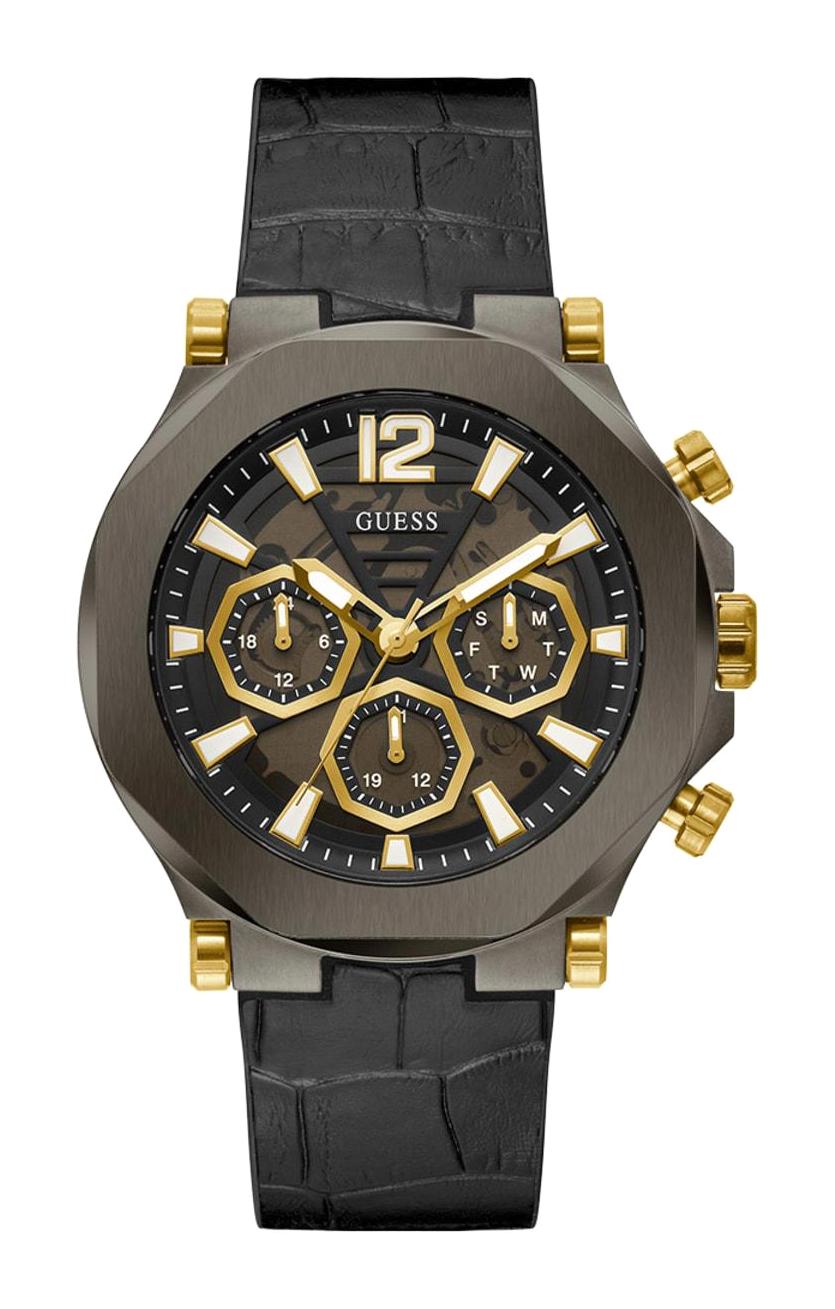 Guess GUGW0492G1 Pusulalı Takvimli Siyah Deri Kordon Analog Erkek Kol Saati