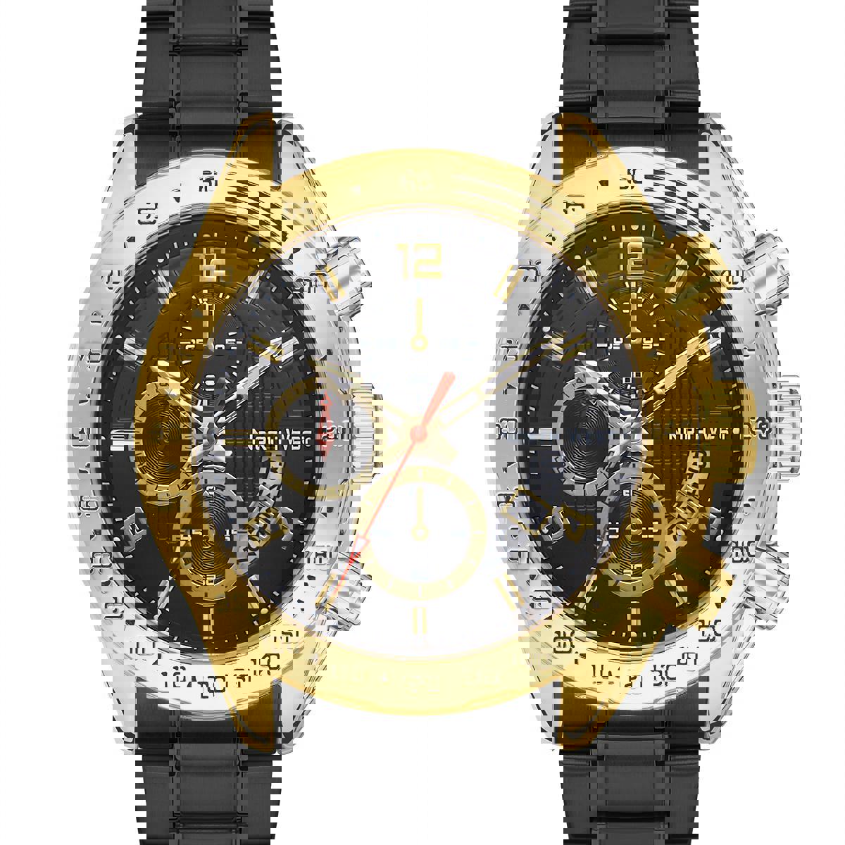 Northwest NW-2111-B Takvimli 44 mm Siyah Çelik Kordon Analog Kol Saati