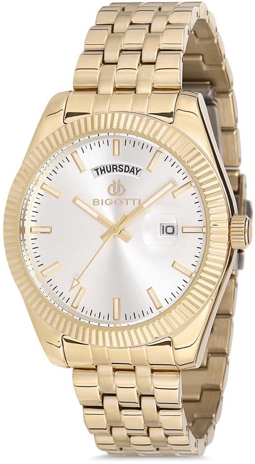 Bigotti BG.1.10195.5 Takvimli Altın Çelik Kordon Analog Erkek Kol Saati