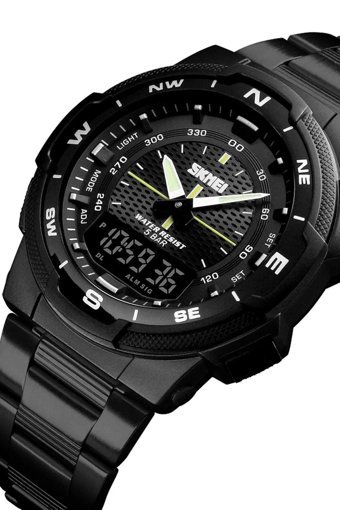 Skmei BTY-1370 Pusulalı Takvimli 40 mm Siyah Metal Kordon Analog Erkek Kol Saati