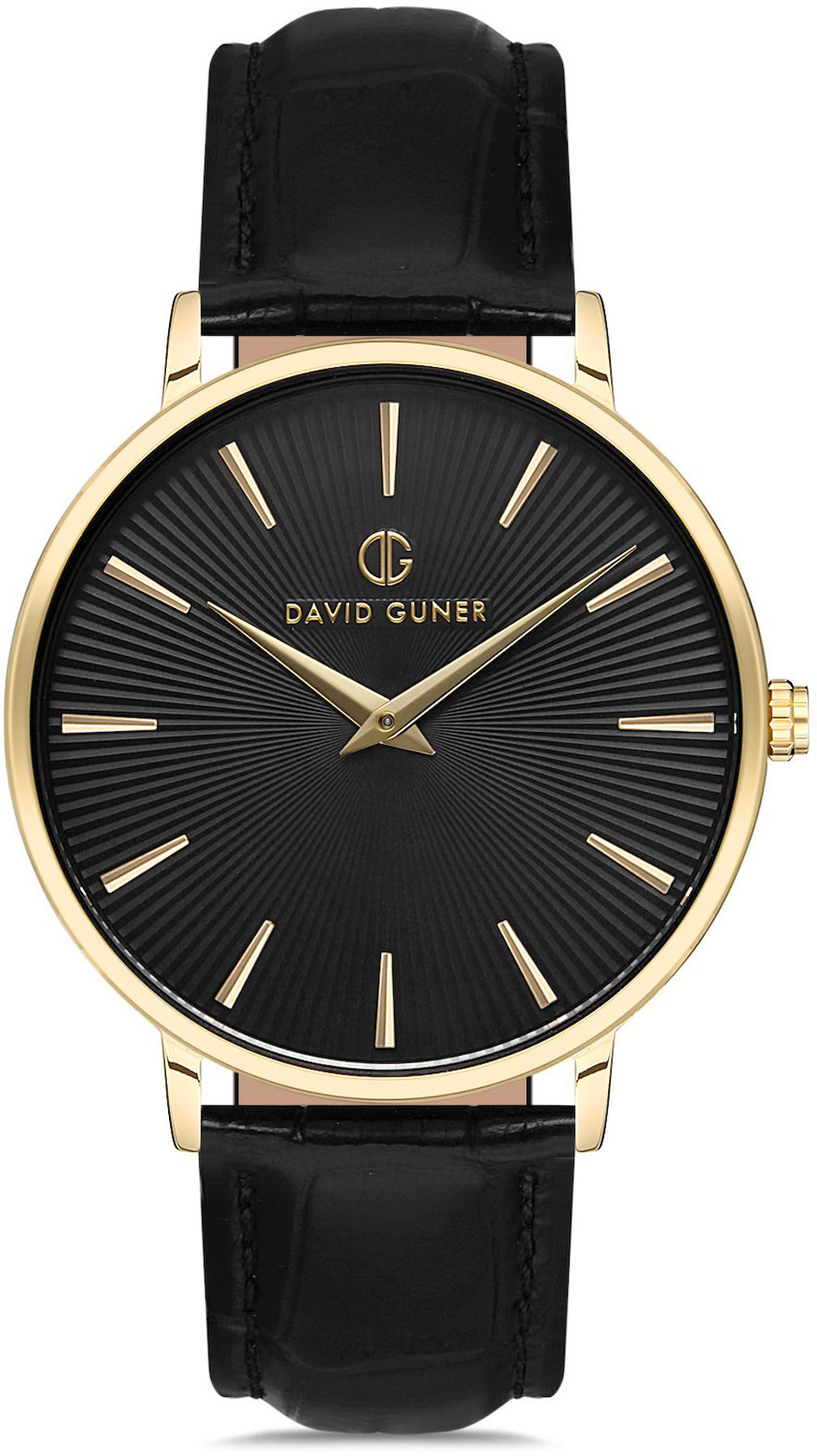 David Guner DG-8233GB-N2 Takvimli 42 mm Siyah Deri Kordon Analog Kol Saati