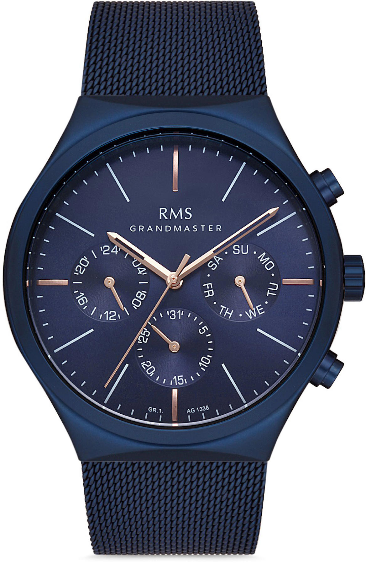 Romanson GR.1.AG1337.08 Takvimli 43 mm Lacivert Hasır Kordon Analog Kol Saati