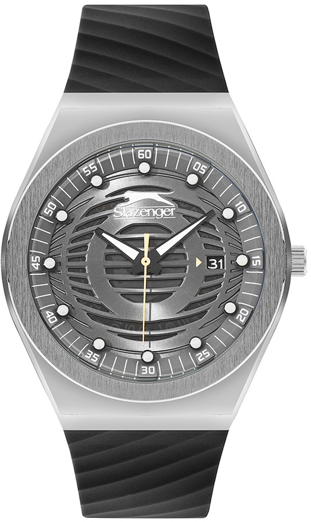Slazenger SL.09.2221.1.01 Takvimli 44 mm Siyah Plastik Kordon Analog Erkek Kol Saati