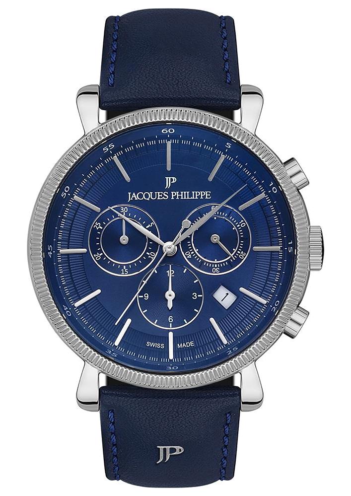 Jacques Philippe JPQGC191132 Pusulalı Takvimli 44 mm Lacivert Deri Kordon Analog Erkek Kol Saati