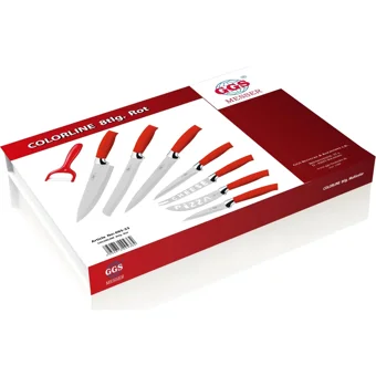 Ggs Solingen Colorline Kırmızı Bıçak Seti 8 Parça