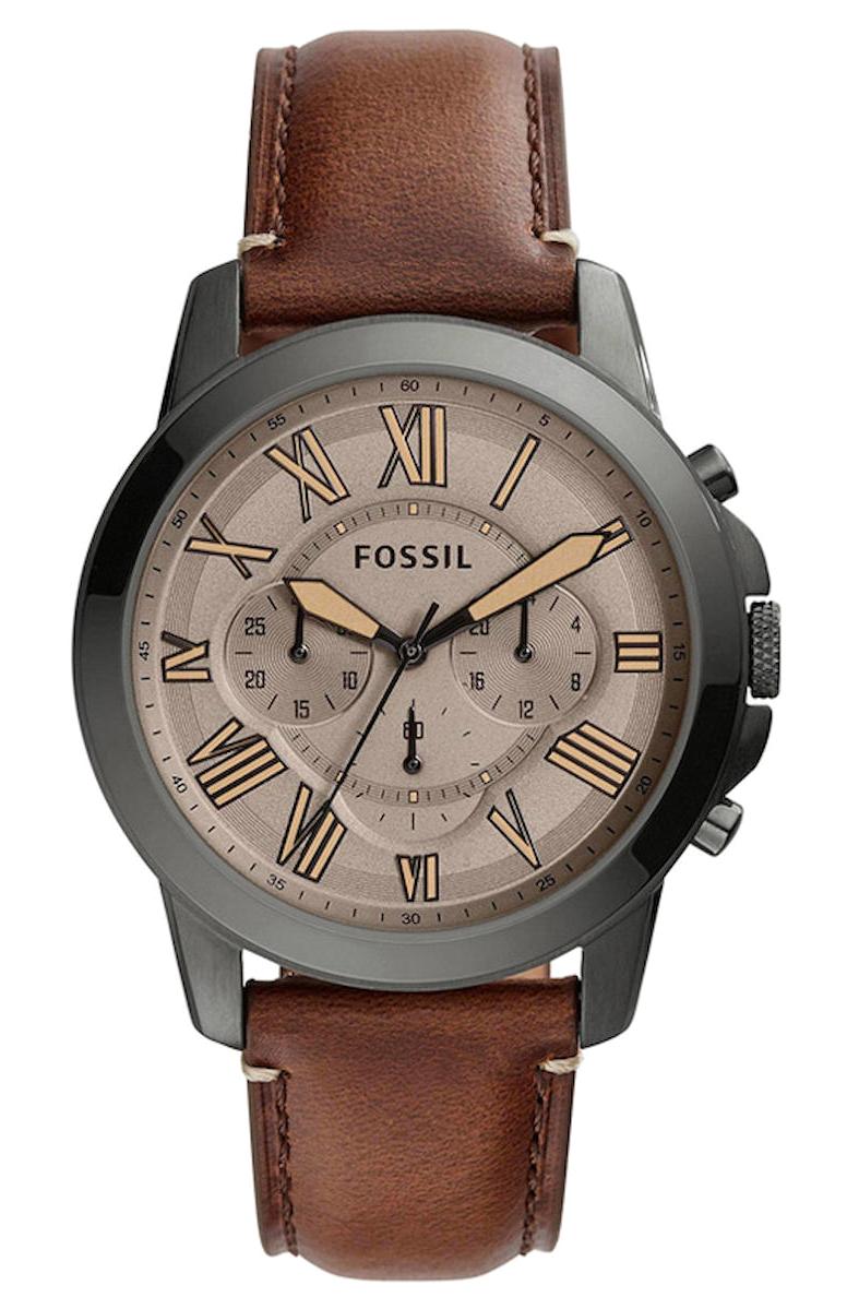 Fossil FS5214 Takvimli 44 mm Kahverengi Deri Kordon Analog Erkek Kol Saati
