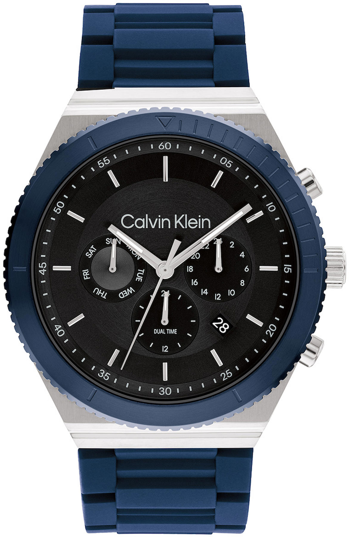 Calvin Klein CK25200307 Takvimli 44 mm Lacivert Silikon Kordon Analog Kol Saati