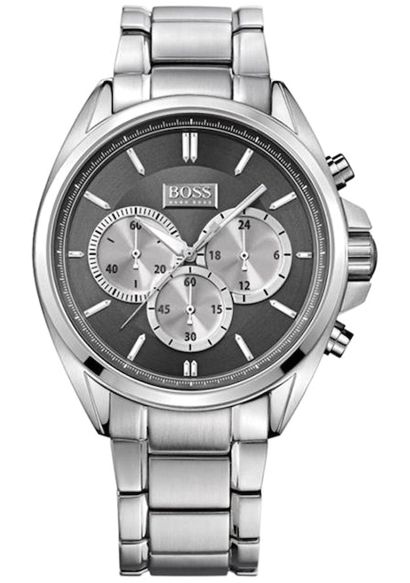 Hugo Boss HB1512883 Pusulalı Takvimli Gri Kordon Analog Erkek Kol Saati