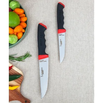 Soft Grip 2 Parça Mutfak Bıçak Seti Et Ekmek Sebze Meyve Bıçak ( No: 2 - 3 ) ( Abs Kaymaz Sap )
