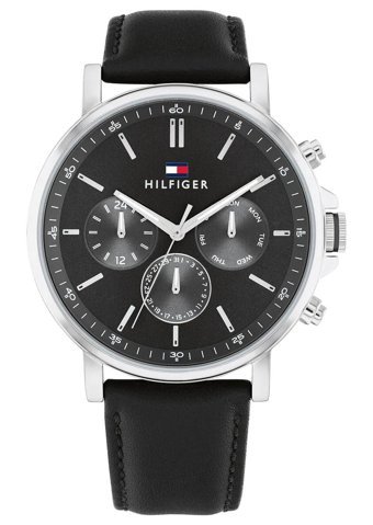 Tommy Hilfiger TH1710586 Takvimli 44 mm Siyah Deri Kordon Analog Erkek Kol Saati