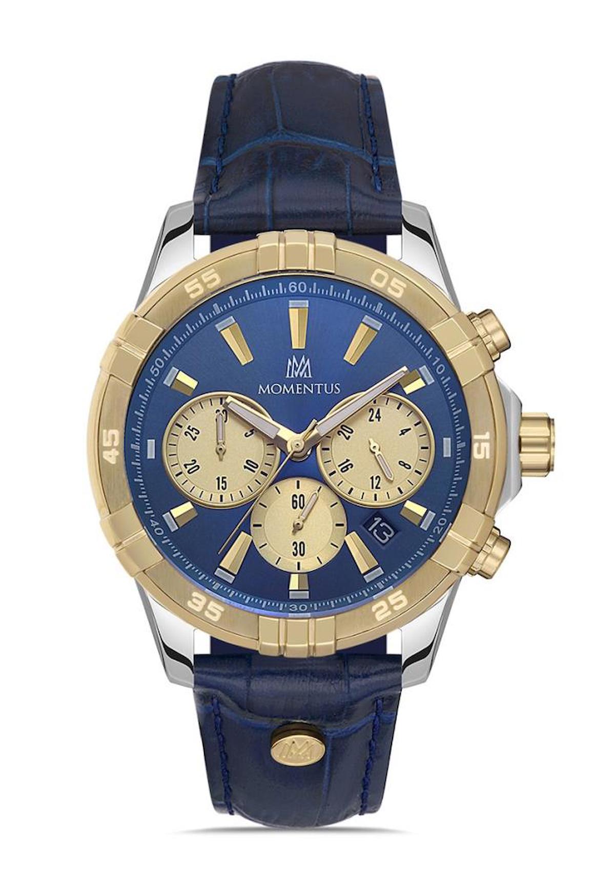 Momentus SM367T-11MN Takvimli 44 mm Gri Deri Kordon Analog Erkek Kol Saati