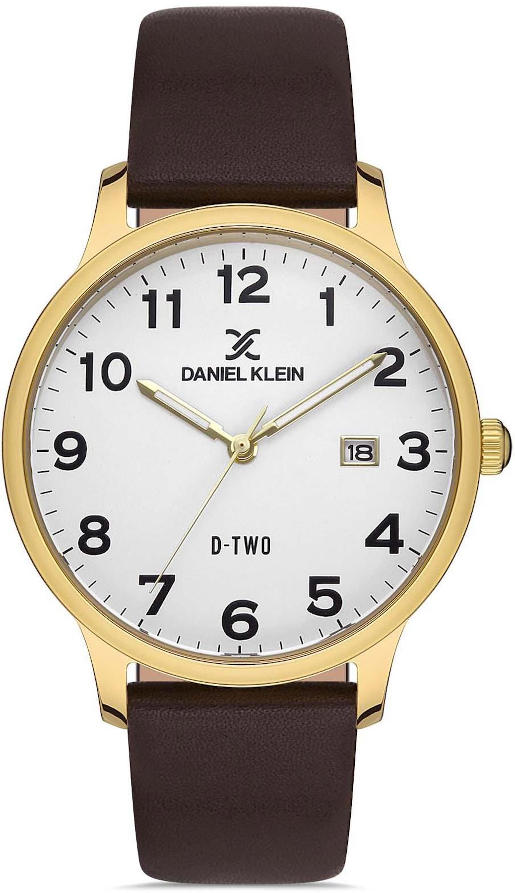 Daniel Klein DKE.1.10175.2 Takvimli 42 mm Kahverengi Deri Kordon Analog Erkek Kol Saati