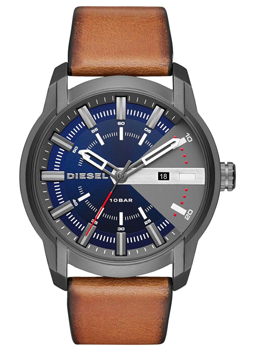 Diesel DZ1784 Takvimli 45 mm Taba Deri Kordon Analog Erkek Kol Saati