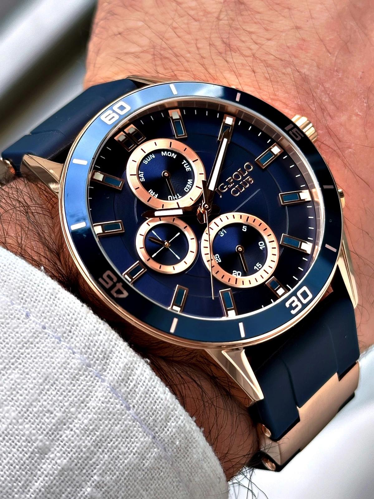 Jg. Polo Club JPC12232452502 Takvimli Lacivert Silikon Kordon Analog Erkek Kol Saati