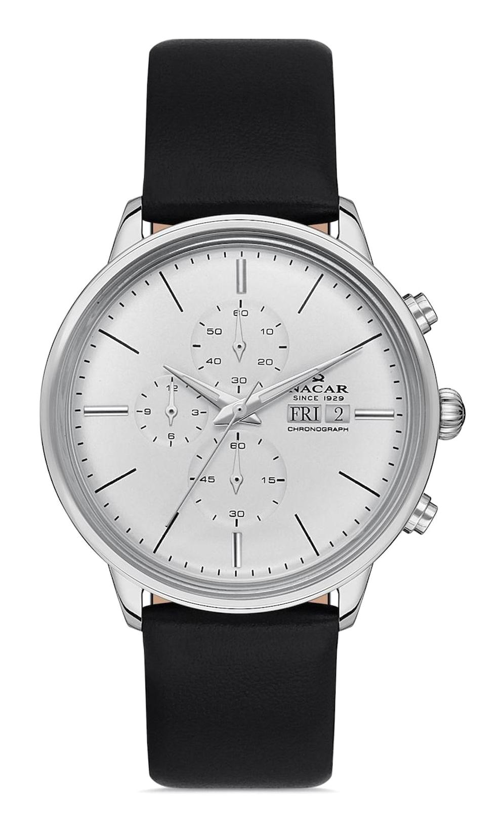 Nacar 36296901AWL1 Takvimli 44 mm Siyah Çelik Kordon Analog Kol Saati