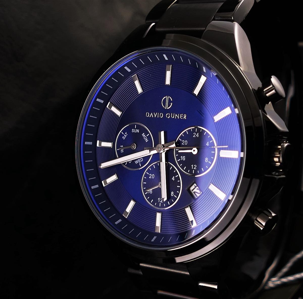 David Guner DG8189GA-V3 Takvimli 44 mm Siyah Çelik Kordon Analog Kol Saati