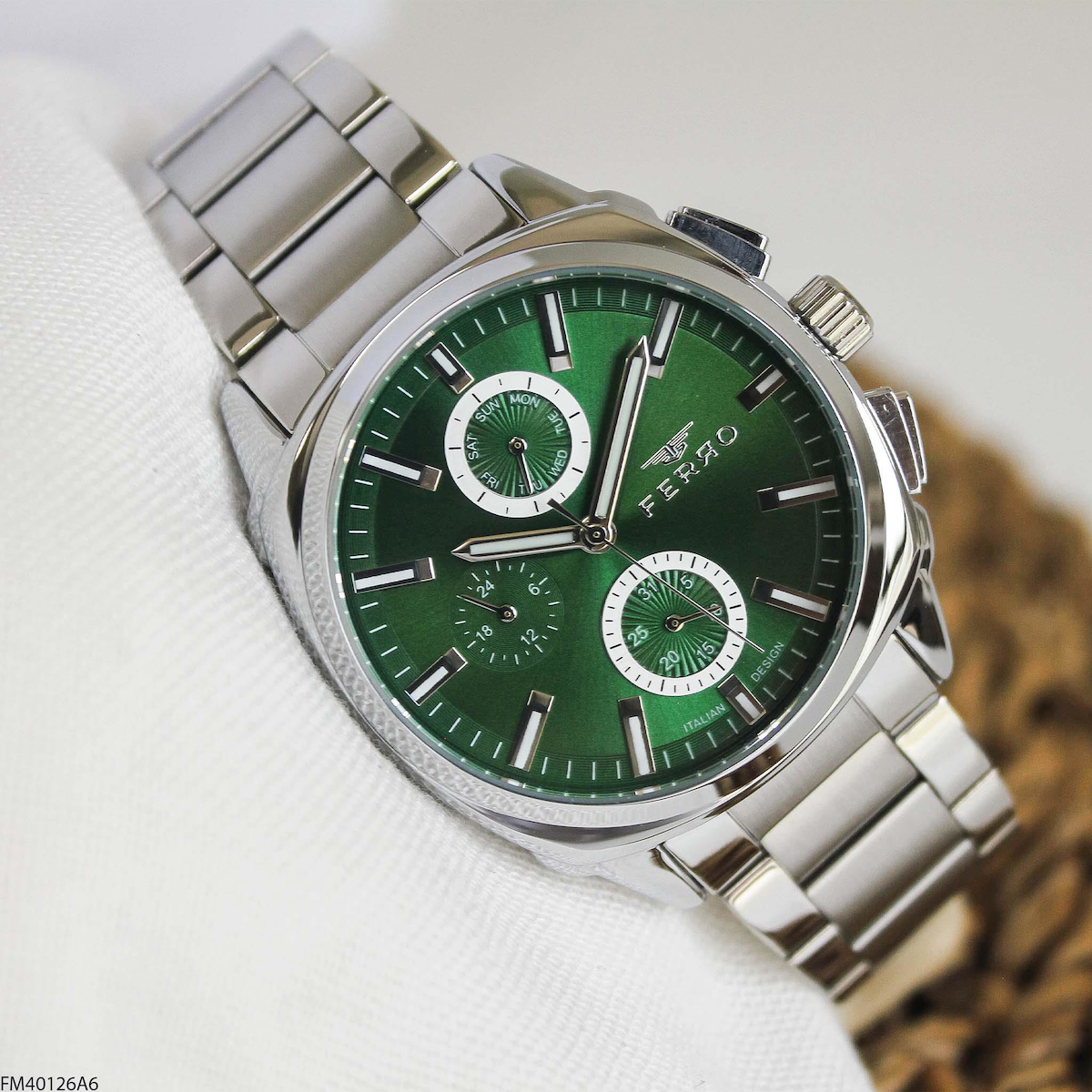 Ferro FM40126A6 Takvimli 41 mm Çelik Kordon Analog Erkek Kol Saati