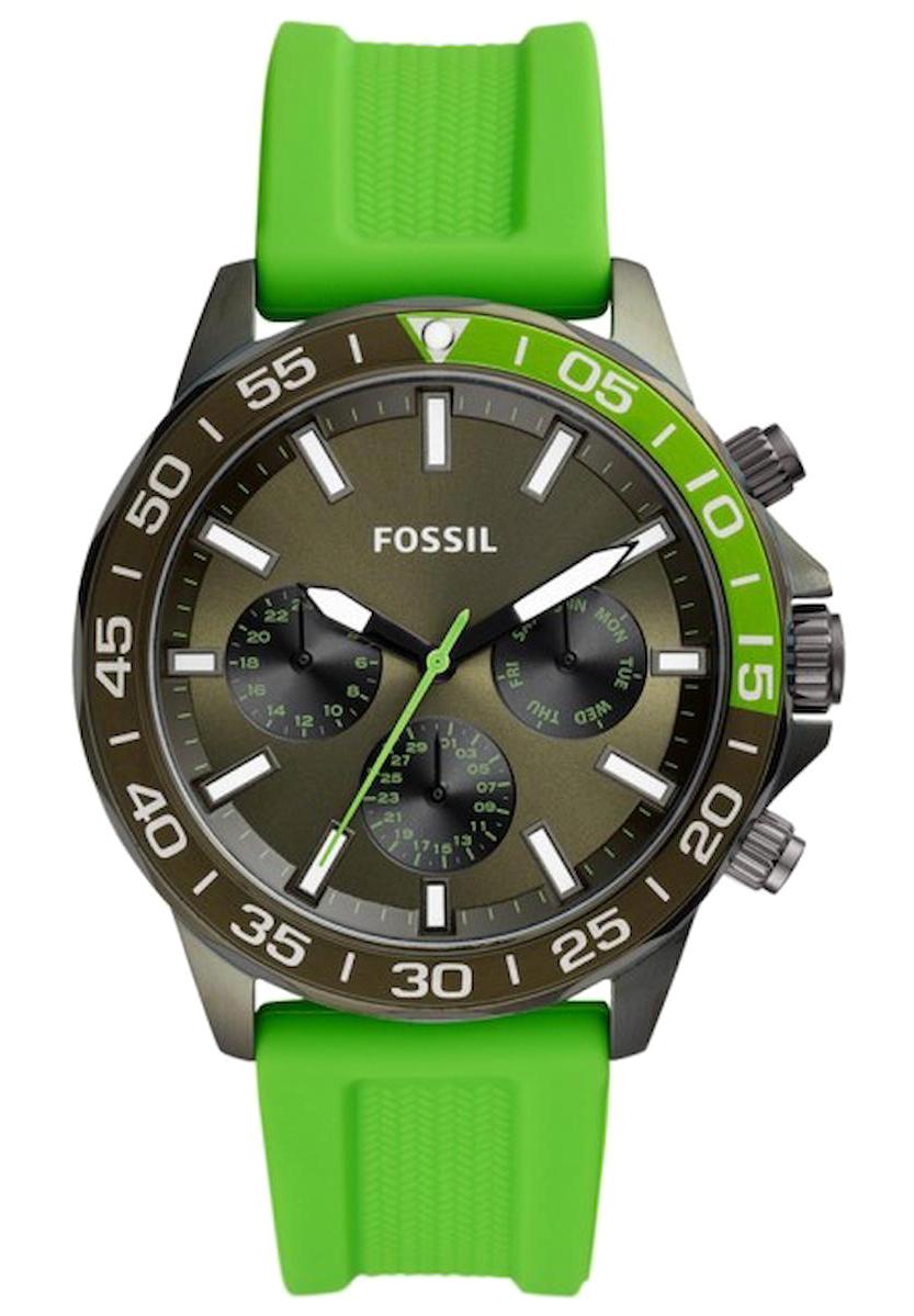 Fossil FBQ2501 Takvimli 45 mm Yeşil Silikon Kordon Analog Erkek Kol Saati