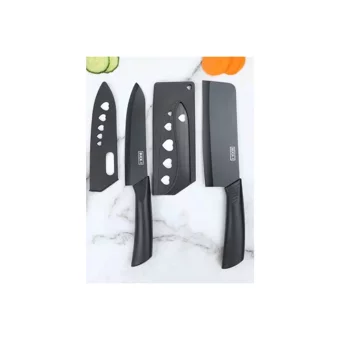 HCK Modern Mutfak Satır Bıçak Set 26.5cm | Koruyucu Kaplı Siyah Modern Mutfak Set
