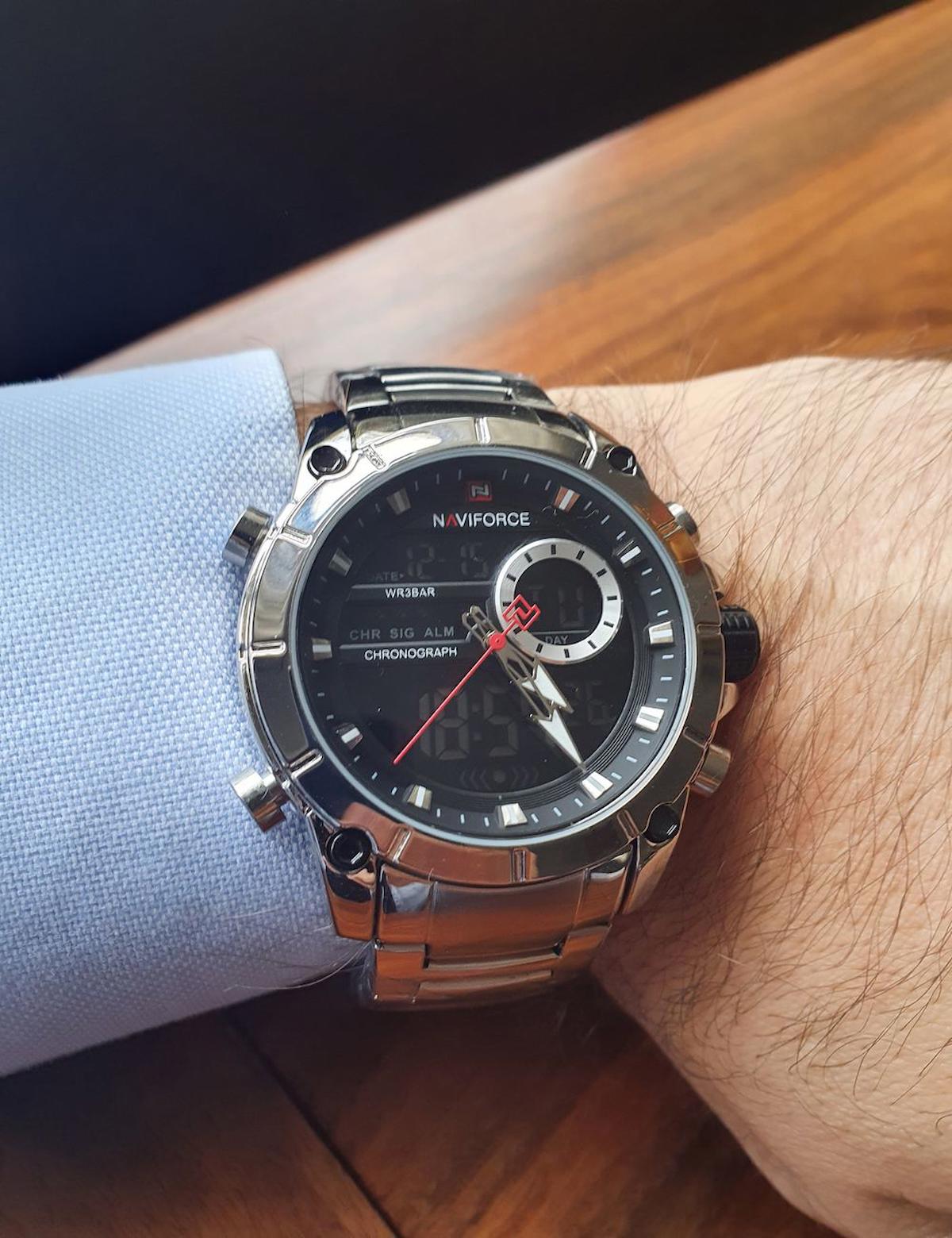 Naviforce NF9163MSTL Takvimli Çelik Kordon Analog Erkek Kol Saati