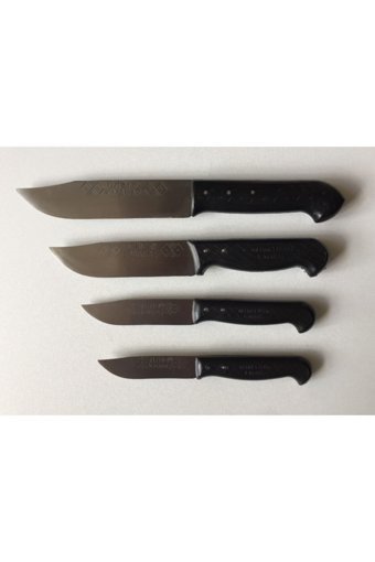 mobilreyon Mutfak Bıçağı Seti-plastik Siyah Saplı Maraş Üzüm Bıçakları - Boy 18-20-24-28 Cm - 4 Adet