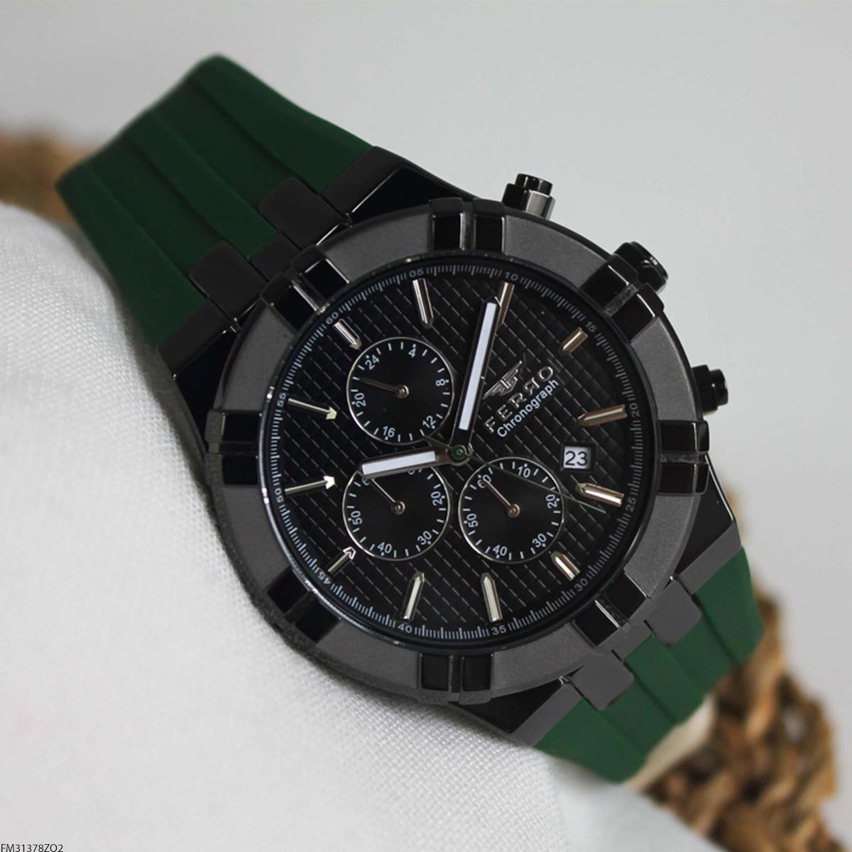 Ferro FM31378Z02 Takvimli 45 mm Yeşil Silikon Kordon Analog Erkek Kol Saati