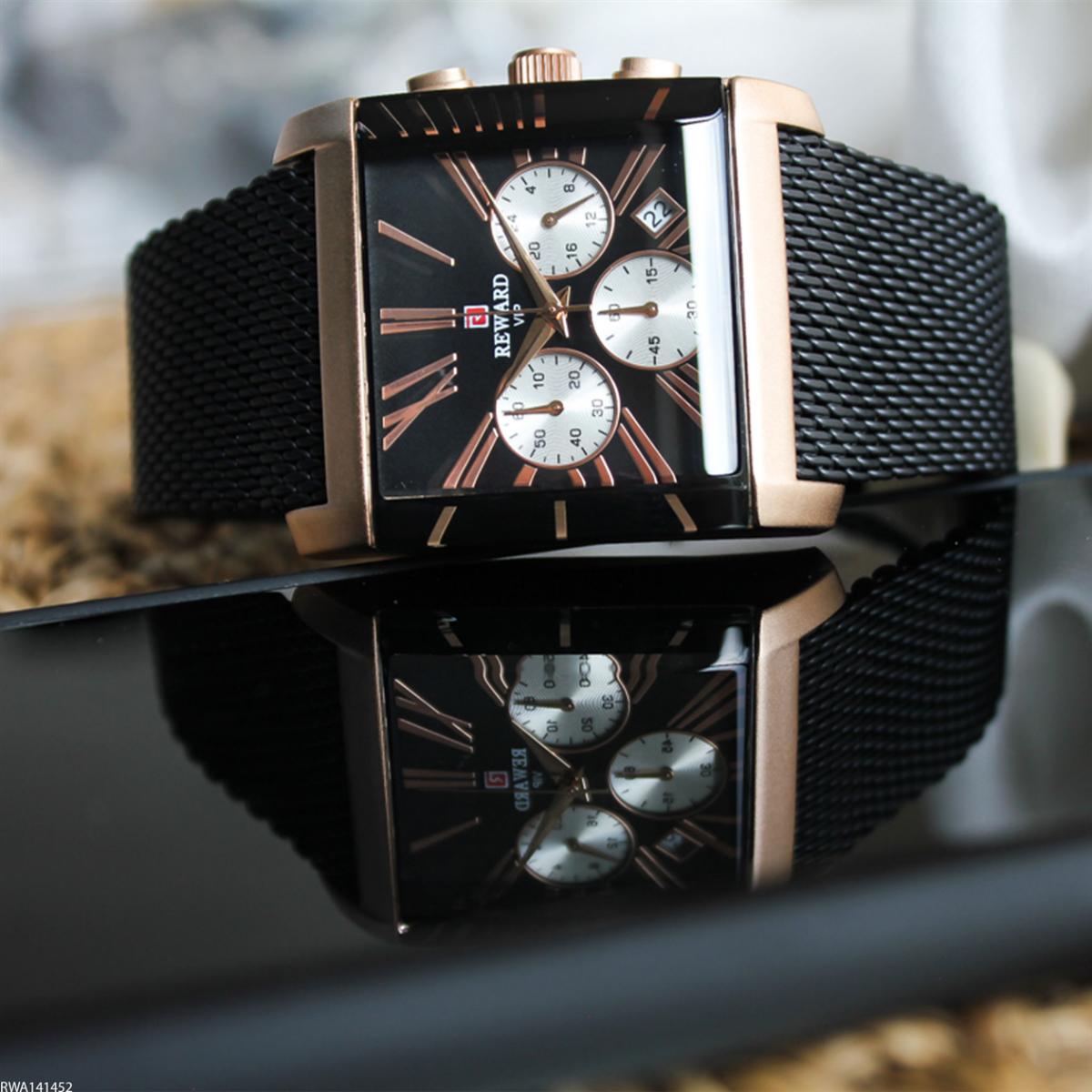 Reward RWA141452 Takvimli 37 mm Siyah Metal Kordon Analog Erkek Kol Saati
