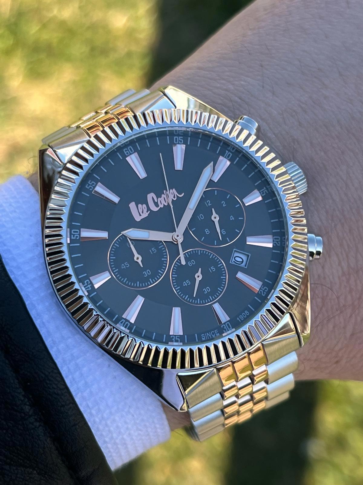 Lee Cooper LC07838.560 Takvimli 46 mm Altın-Çelik Kordon Analog Erkek Kol Saati