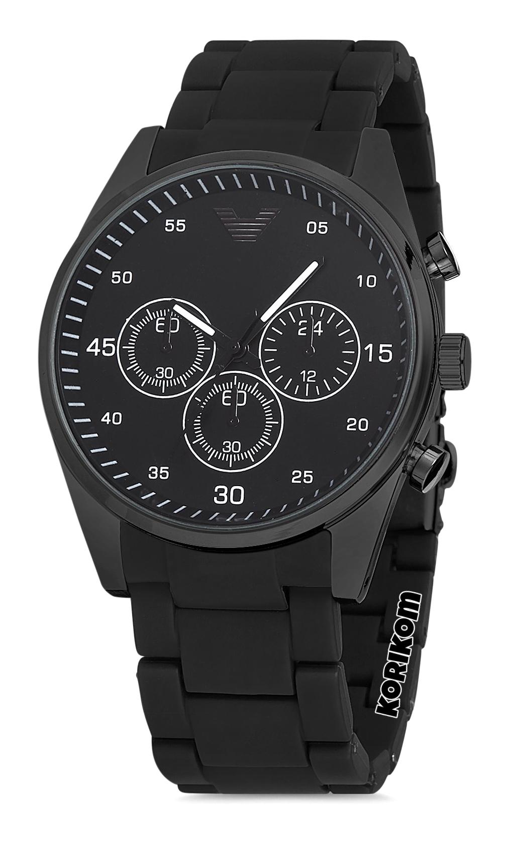 Korikom STC99115 Takvimli 45 mm Siyah Silikon Kordon Analog Erkek Kol Saati