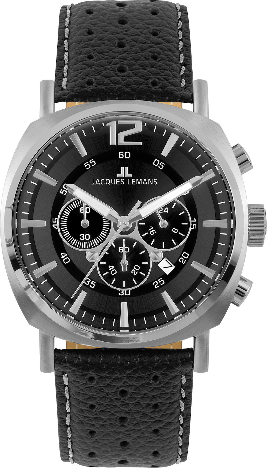Jacques Lemans 1-1645T Pusulalı Takvimli Siyah Deri Kordon Analog Kol Saati
