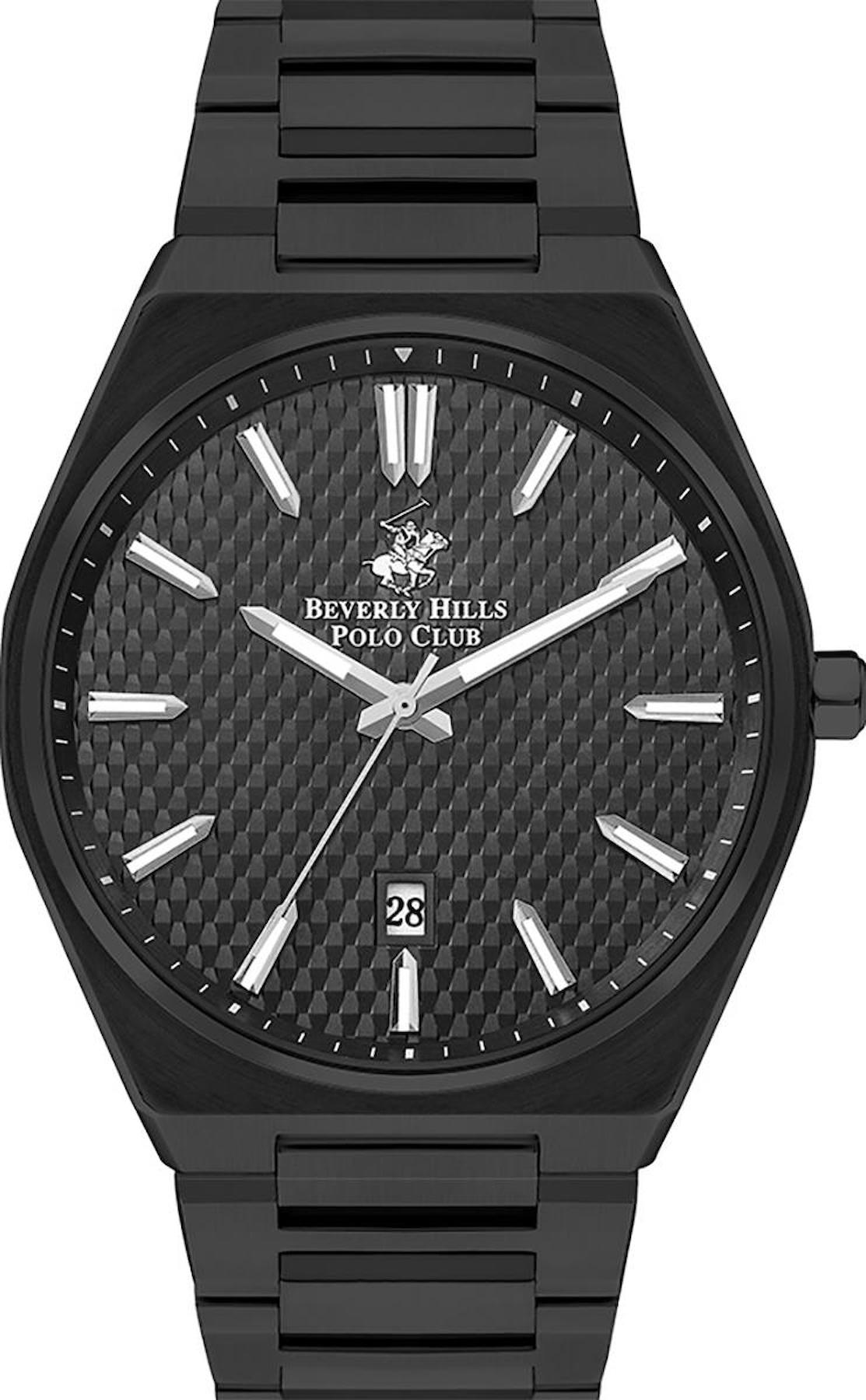 Beverly Hills Polo Club BP3503X650 Takvimli 44 mm Siyah Çelik Kordon Analog Erkek Kol Saati