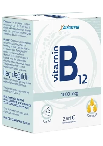 Avicenna Vitamin B12 Aromasız Yetişkin Vitamin 20 ml