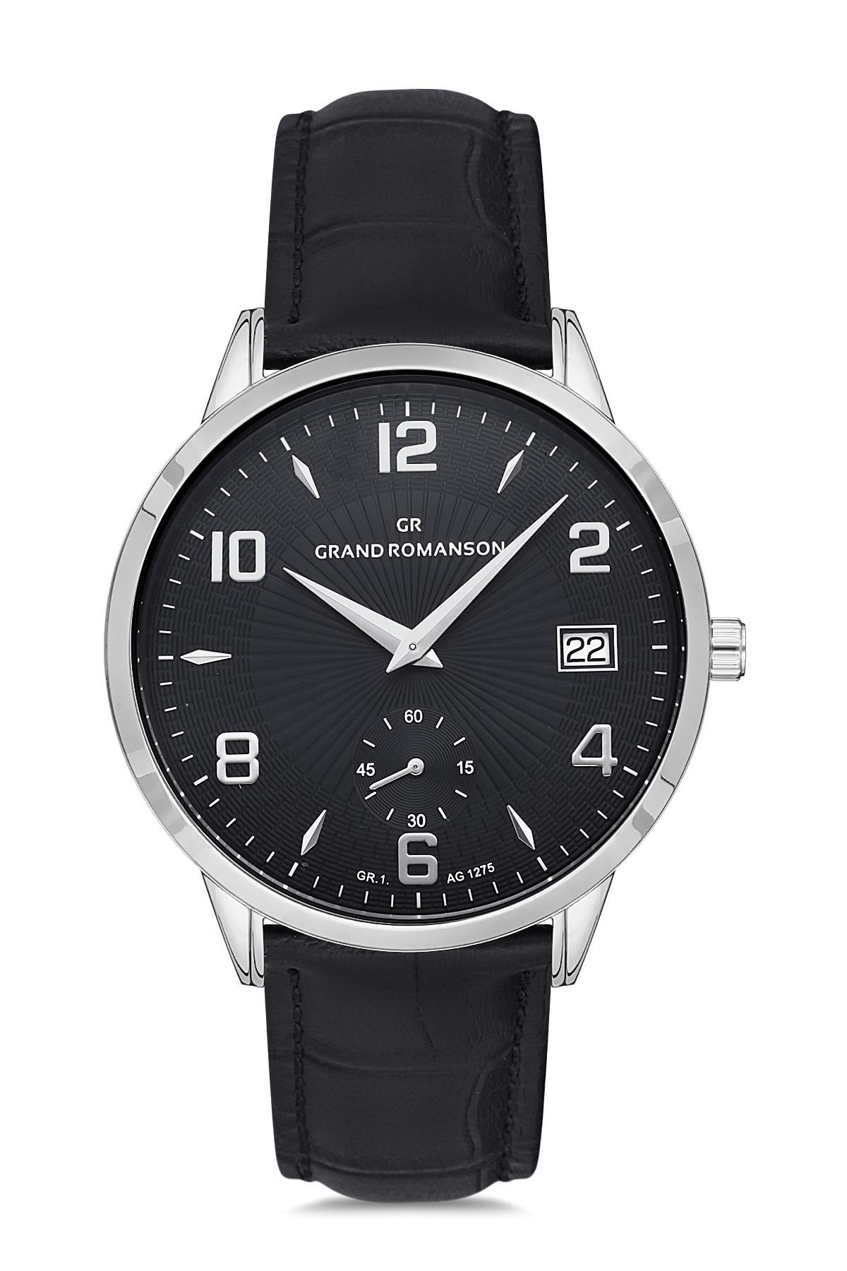 Grand Romanson GR.1.AG1275.02 Takvimli 42 mm Siyah Deri Kordon Analog Erkek Kol Saati