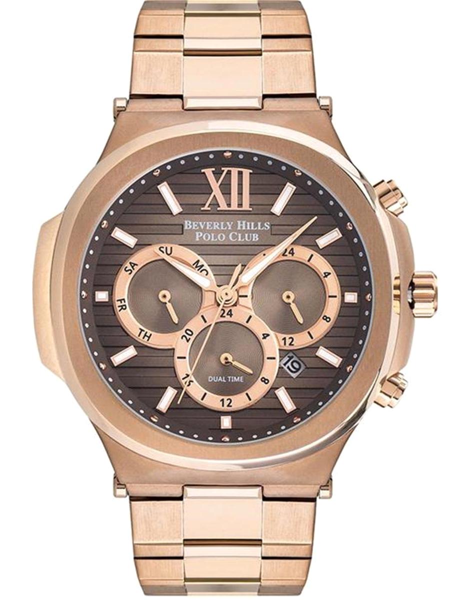 Beverly Hills Polo Club BP3216X470 Takvimli 44 mm Rose Gold Çelik Kordon Analog Kol Saati