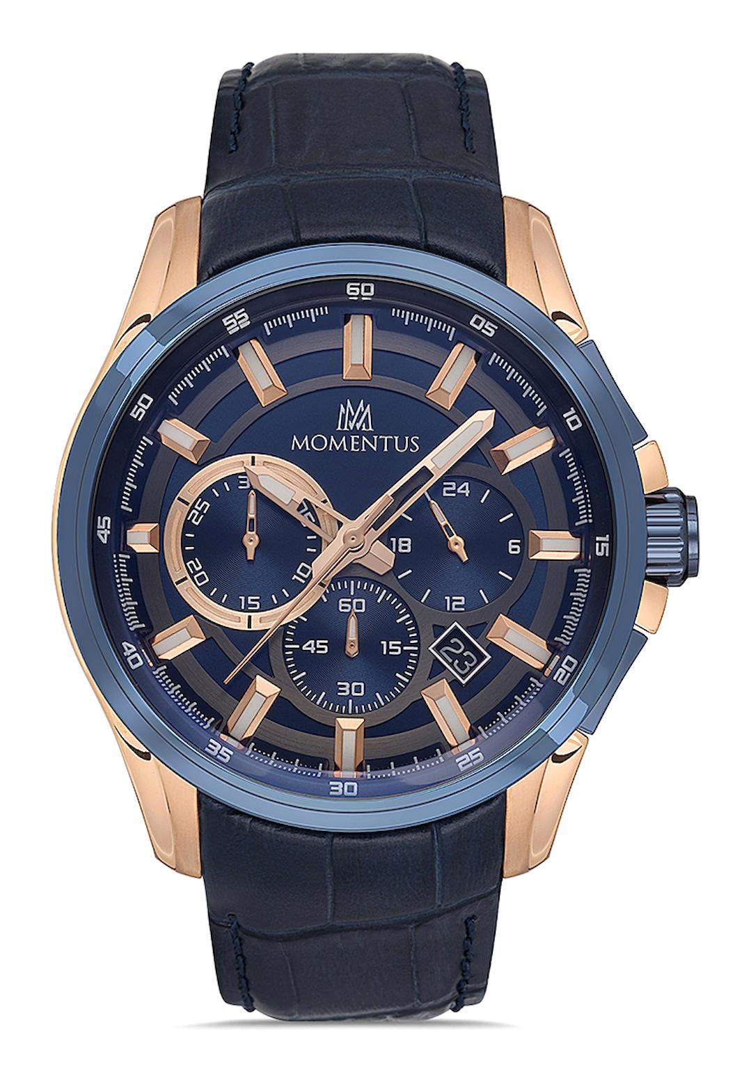 Momentus SM102R-11MR Takvimli 44 mm Siyah Çelik Kordon Analog Erkek Kol Saati